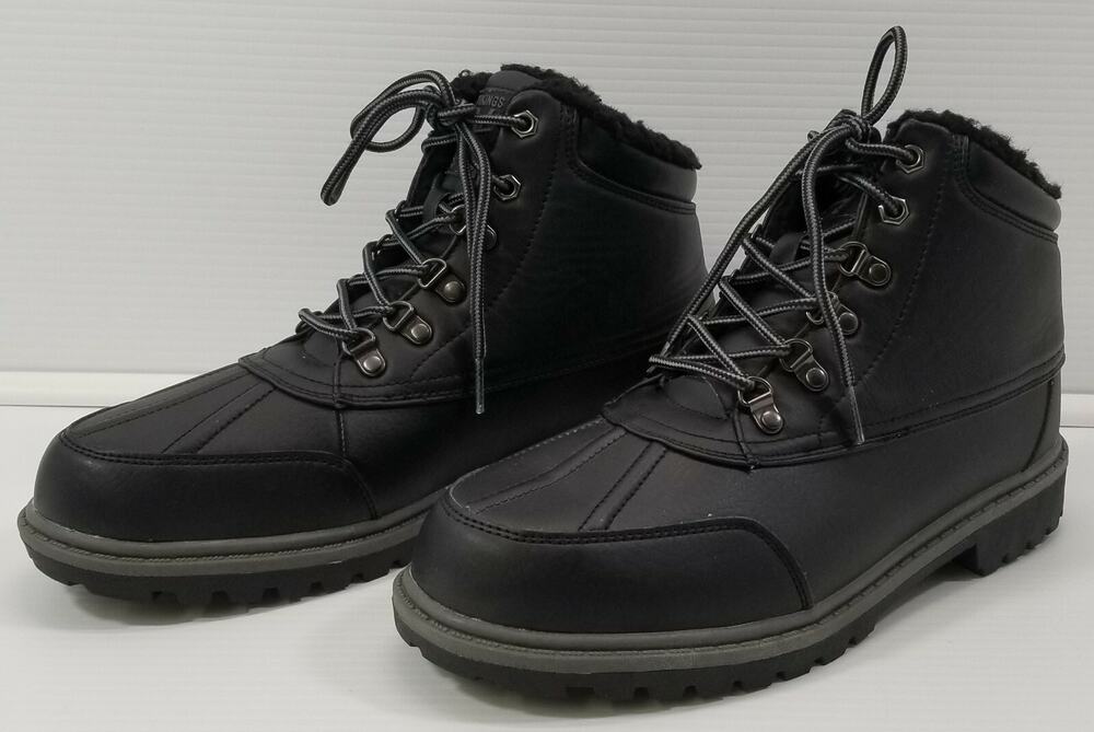 D) Vikings Men's Boots Faux Napa PU Black Leather Insulated Size 9